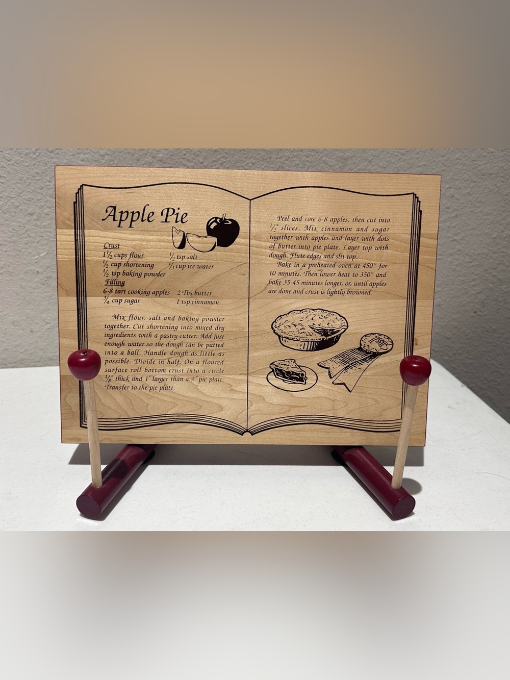 Vintage apple pie recipe book holder country cottage farmhouse